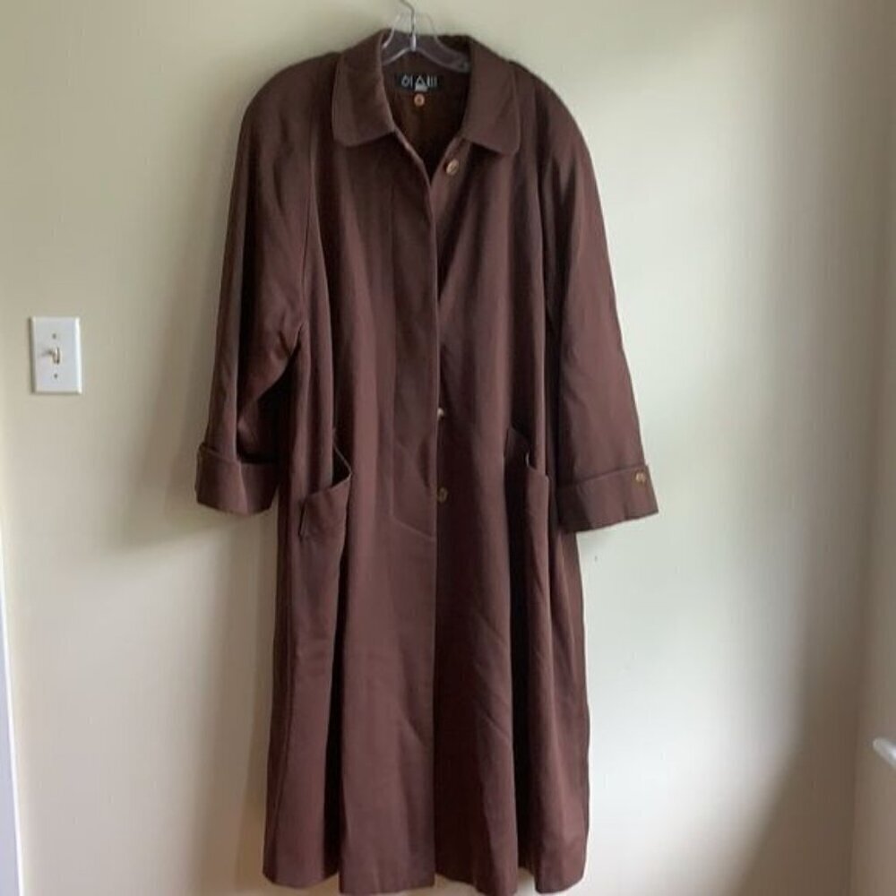 Searle Brown Maxi Trench Coat Size 14 Minimalist A-Line Duster - Picture 10 of 12